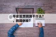 毕业后想回国干什么？，回国创业?