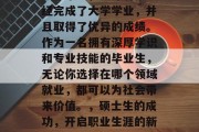 硕士毕业，意味着你已经完成了大学学业，并且取得了优异的成绩。作为一名拥有深厚学识和专业技能的毕业生，无论你选择在哪个领域就业，都可以为社会带来价值。，硕士生的成功，开启职业生涯的新篇章