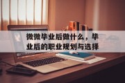 微微毕业后做什么，毕业后的职业规划与选择