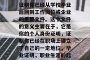 毕业后的报到证是一份证明你已经从学校毕业后回到工作岗位或企业的重要文件。这个文件的意义主要在于，它是你的个人身份证明，证明你已经在职场上建立了自己的一定地位，毕业证明，职业生涯的起点