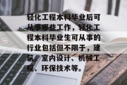 轻化工程本科毕业后可从事哪些工作，轻化工程本科毕业生可从事的行业包括但不限于，建筑、室内设计、机械工程、环保技术等。