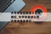 大学毕业后就进入公司岗位_大学毕业进公司还是进事业单位