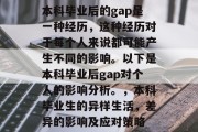 本科毕业后的gap是一种经历，这种经历对于每个人来说都可能产生不同的影响。以下是本科毕业后gap对个人的影响分析。，本科毕业生的异样生活，差异的影响及应对策略