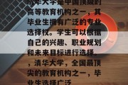 清华大学是中国顶级的高等教育机构之一，其毕业生拥有广泛的专业选择权。学生可以根据自己的兴趣、职业规划和未来目标进行选择。，清华大学，全国最顶尖的教育机构之一，毕业生选择广泛