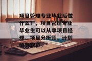 项目管理专业毕业后做什么？，项目管理专业毕业生可以从事项目经理、项目分析师、计划师等职位。