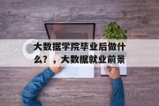 大数据学院毕业后做什么？，大数据就业前景