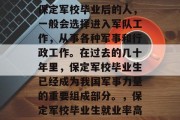 保定军校毕业后的人，一般会选择进入军队工作，从事各种军事和行政工作。在过去的几十年里，保定军校毕业生已经成为我国军事力量的重要组成部分。，保定军校毕业生就业率高