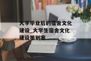 大学毕业后的宿舍文化建设_大学生宿舍文化建设策划案