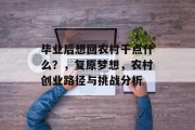 毕业后想回农村干点什么？，复原梦想，农村创业路径与挑战分析