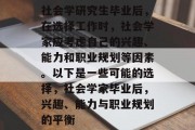 社会学研究生毕业后，在选择工作时，社会学家应考虑自己的兴趣、能力和职业规划等因素。以下是一些可能的选择，社会学家毕业后，兴趣、能力与职业规划的平衡