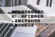 采矿工程毕业后能考什么？，采矿工程师出路，正规大学本科学历 + 知识技能认证