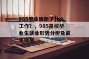 985毕业后能干什么工作？，985高校毕业生就业形势分析及前景展望
