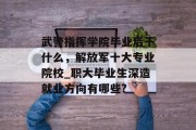 武警指挥学院毕业后干什么，解放军十大专业院校_职大毕业生深造就业方向有哪些?