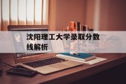 沈阳理工大学录取分数线解析