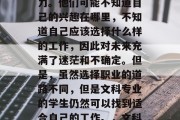 在高中毕业之后，许多毕业生面临着就业的压力。他们可能不知道自己的兴趣在哪里，不知道自己应该选择什么样的工作，因此对未来充满了迷茫和不确定。但是，虽然选择职业的道路不同，但是文科专业的学生仍然可以找到适合自己的工作。，文科生就业，依然可以选择最适合自己的工作