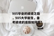 985毕业的续读之路，985大学新生，备考续读的道路如何走?