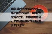 建筑类专业的毕业后从事的职业选择，建筑专业毕业生，如何根据自己的兴趣和能力选择适合的工作？