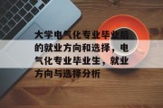 大学电气化专业毕业后的就业方向和选择，电气化专业毕业生，就业方向与选择分析