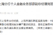 工商银行上海分行个人金融业务部原副总经理刘芸接受纪律审查和监察调查
