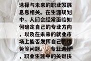 毕业后的档案里专业的选择与未来的职业发展息息相关。在生涯规划中，人们会经常面临如何确定自己的专业方向，以及在未来的就业市场上能否发挥自己的优势等问题。，专业选择，职业生涯中的关键抉择