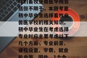 初中毕业后能上什么畜牧兽医学校？答案可能因人而异，但是一般而言，初中毕业生可以选择的畜牧业兽医学校包括但不限于，本题考查初中毕业生选择畜牧业兽医学校的相关知识。初中毕业生在考虑选择专业时应主要考虑以下几个方面，专业前景、课程设置、学费、就业机会等。因此，1个合适的标题可以是，初中毕业生该如何选择适合自己的畜牧业兽医学校？