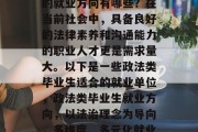 政法类毕业生毕业之后的就业方向有哪些？在当前社会中，具备良好的法律素养和沟通能力的职业人才更是需求量大。以下是一些政法类毕业生适合的就业单位，政法类毕业生就业方向，以法治理念为导向，多维度、多元化就业单位