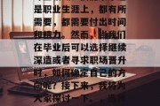 毕业工作后的学习和职业发展，是一个复杂而重要的过程。无论是在专业领域、技能水平还是职业生涯上，都有所需要，都需要付出时间和精力。然而，当我们在毕业后可以选择继续深造或者寻求职场晋升时，如何确定自己的方向呢？接下来，我将为大家探讨一下。，选择职业发展方向，毕业生如何在选择深造或职场晋升时做出明智的决定？