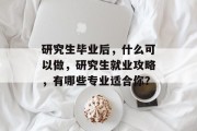 研究生毕业后，什么可以做，研究生就业攻略，有哪些专业适合你？