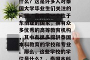 泰语本科毕业的学位是什么？这是许多人对泰国大学毕业生们关注的问题。泰国是一个位于东南亚的国家，拥有众多优秀的高等教育机构，其中有很多提供泰国本科教育的学校和专业。那么，这些学校的学位是什么？，泰国本科毕业的学位有哪些？