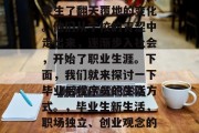 毕业后的程序员，生活发生了翻天覆地的变化。他们从学校的青涩中走出来，逐渐步入社会，开始了职业生涯。下面，我们就来探讨一下毕业后程序员的生活方式。，毕业生新生活，职场独立、创业观念的转变与职业规划