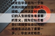 毕业后确定关系通常指的是一个人在大学期间决定在毕业后与一个有共同兴趣和价值观的人结婚。这种决定对于人们的人生旅程有着重要的意义，因为它标志着他们离接受社会认可的婚姻生活迈出了重要一步。，毕业决定婚恋，意味着人生迈出这一重要步伐。