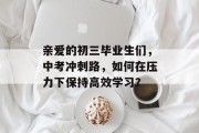 亲爱的初三毕业生们，中考冲刺路，如何在压力下保持高效学习？