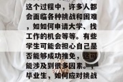 毕业意味着完成学业并迈向人生的新阶段。在这个过程中，许多人都会面临各种挑战和困难，如如何申请大学、找工作的机会等等。有些学生可能会担心自己是否能够成功推免，这可能涉及到很多因素。，毕业生，如何应对挑战与困扰？成功推免之路需注意的几个要点