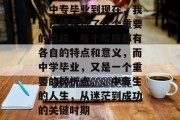 从中专毕业到现在，我们已经走过了几个重要的阶段。每个阶段都有各自的特点和意义，而中学毕业，又是一个重要的转折点。，中专生的人生，从迷茫到成功的关键时期