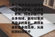 男孩初中毕业以后可以从事多种职业。从商业、教育、科技到医疗等众多领域，都可以看到男孩子的身影，男孩未来职业多路选择，从商科到科技医疗