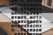 清华大学毕业后就业前景很广阔，选择专业和学校对于求职成功至关重要。虽然选择哪个专业的方向可能会带来一些不确定性，但以下几个方面可以帮助你在毕业时找到适合自己的工作。，毕业生就业必修，选择专业与学校的几个重要因素