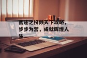 官途之权倾天下攻略，步步为营，成就辉煌人生