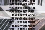 食品工程毕业生能在哪些方面获得相应的认证？随着社会对食品安全、环保和营养健康越来越重视，相关的食品工程专业人才的需求也在不断增长。那么，毕业后想从事食品工程的工作应具备哪些能力？又有哪些证书需要掌握？，食品工程专业毕业可以从事的领域包括但不限于，食品设计与制作、食品安全管理和质量管理、食品安全教育与培训、食品安全法规分析等。毕业之后需要掌握以下认证，A级（一级认证）、B级（二级认证）和C级（三级认证）。