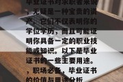 毕业证书对求职者来说，无疑是一种宝贵的资产。它们不仅表明你的学位学历，而且可能证明你具备一定的职业技能或知识。以下是毕业证书的一些主要用途。，职场必备，毕业证书的价值与用途分析