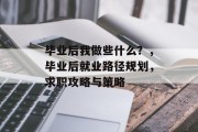 毕业后我做些什么？，毕业后就业路径规划，求职攻略与策略