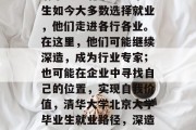 清华大学北京大学毕业生如今大多数选择就业，他们走进各行各业。在这里，他们可能继续深造，成为行业专家；也可能在企业中寻找自己的位置，实现自我价值，清华大学北京大学毕业生就业路径，深造、找业或自己创业