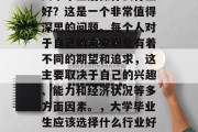 大学毕业后做什么行业好？这是一个非常值得深思的问题。每个人对于自己的未来职业有着不同的期望和追求，这主要取决于自己的兴趣、能力和经济状况等多方面因素。，大学毕业生应该选择什么行业好？