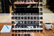 医学院毕业后可以申请哪些编制？根据国家相关规定，医学院毕业生在毕业后的三年内应按照规定申报事业单位编制。以下是可能的几种类型的编制。，医学院毕业生三年内按规申报事业单位编制。