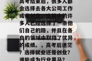 高考结束后，很多人都会选择去各大公司工作或者创业。这其中的许多人已经选择了一条他们自己的路，并且在各自的领域中取得了优异的成绩。，高考后迷茫？选择就业还是创业？谁能成为行业黑马？