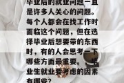 毕业后的就业问题一直是许多人关心的问题。每个人都会在找工作时面临这个问题，但在选择毕业后想要带的东西时，有的人会思考一下哪些方面最重要。，毕业生就业要考虑的因素有哪些？