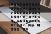 毕业后的你是否曾感到迷茫和困惑？曾经的自己是否对未来充满期待与憧憬？对于自己的选择，你有没有清晰的答案？，迷茫、困惑、期待憧憬、答案