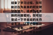 毕业意味着结束学习生涯的尾声，但并不代表结束了学习过程。你可能还在为未来的职业规划而努力，或者在寻求新的兴趣爱好。你可以尝试一下毕业后的无作业生活，让自己能够放松、充电。，放空心态，迎接挑战，毕业后的无作业生活，让生活充满乐趣与动力
