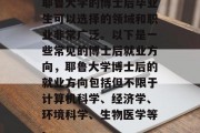 耶鲁大学的博士后毕业生可以选择的领域和职业非常广泛。以下是一些常见的博士后就业方向，耶鲁大学博士后的就业方向包括但不限于计算机科学、经济学、环境科学、生物医学等。