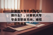 计算机大专毕业生可以做什么？，计算机大专毕业生职业方向，编程、软件开发