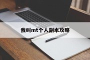 我叫mt个人副本攻略